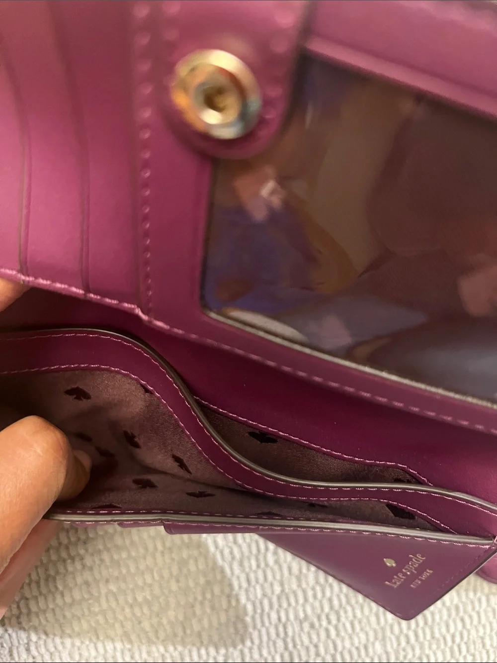 Authentic Kate Spade Burgundy Genuine Leather wallet matching Leather Coin Pouch